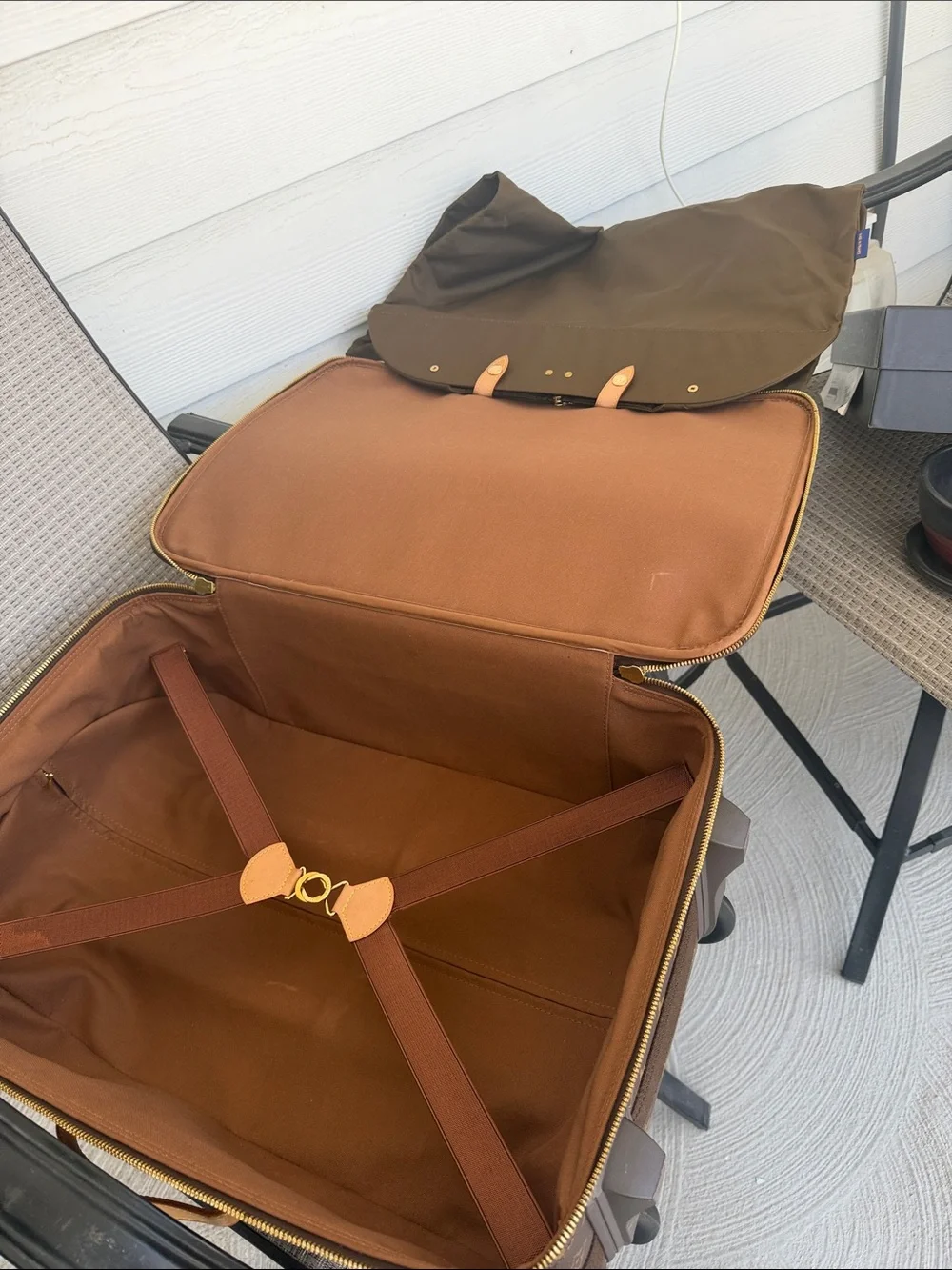 Louis Vuitton Monogram Rolling Carry-On in Brown and Tan